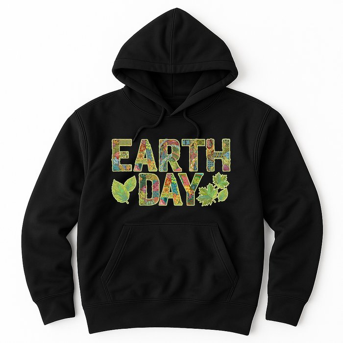 Decorative Pattern Letters Earth Day Hoodie
