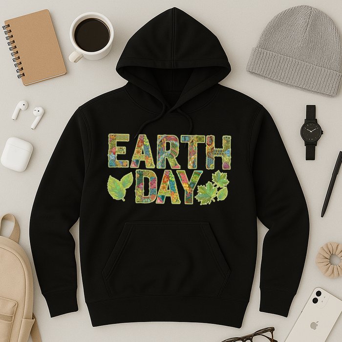 Decorative Pattern Letters Earth Day Hoodie