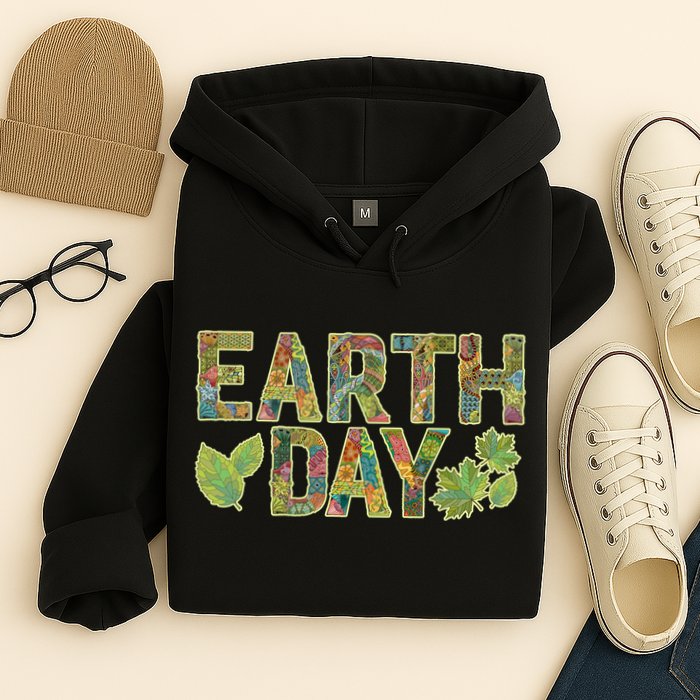 Decorative Pattern Letters Earth Day Hoodie