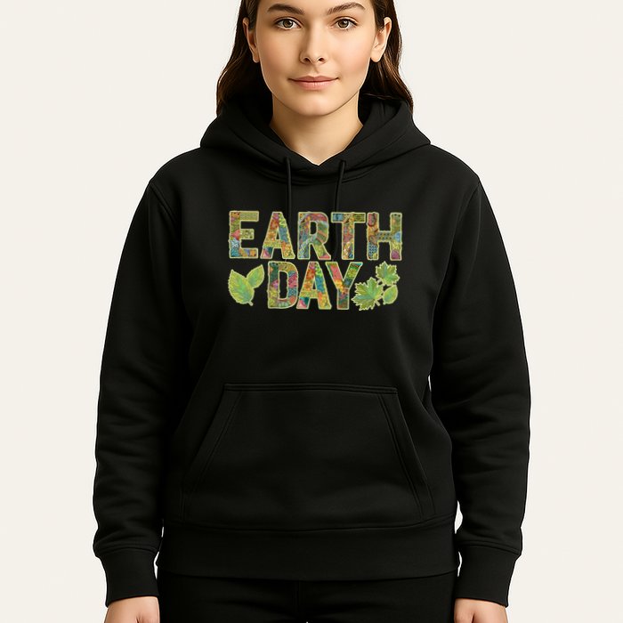 Decorative Pattern Letters Earth Day Hoodie