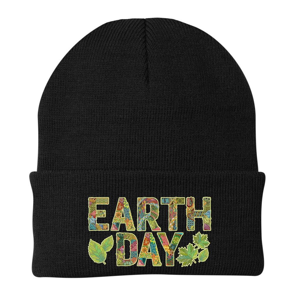 Decorative Pattern Letters Earth Day Beanie