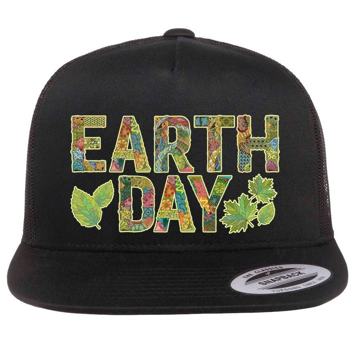 Decorative Pattern Letters Earth Day Flatbill Hat