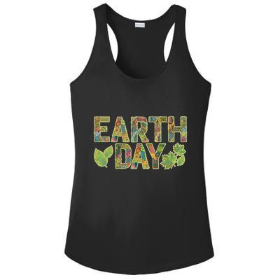 Decorative Pattern Letters Earth Day Ladies PosiCharge Competitor Racerback Tank