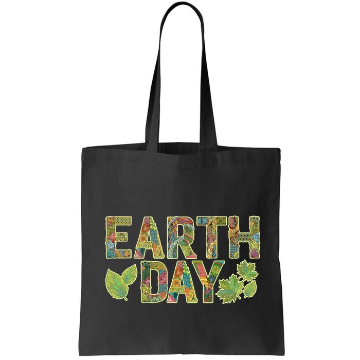 Decorative Pattern Letters Earth Day Bag