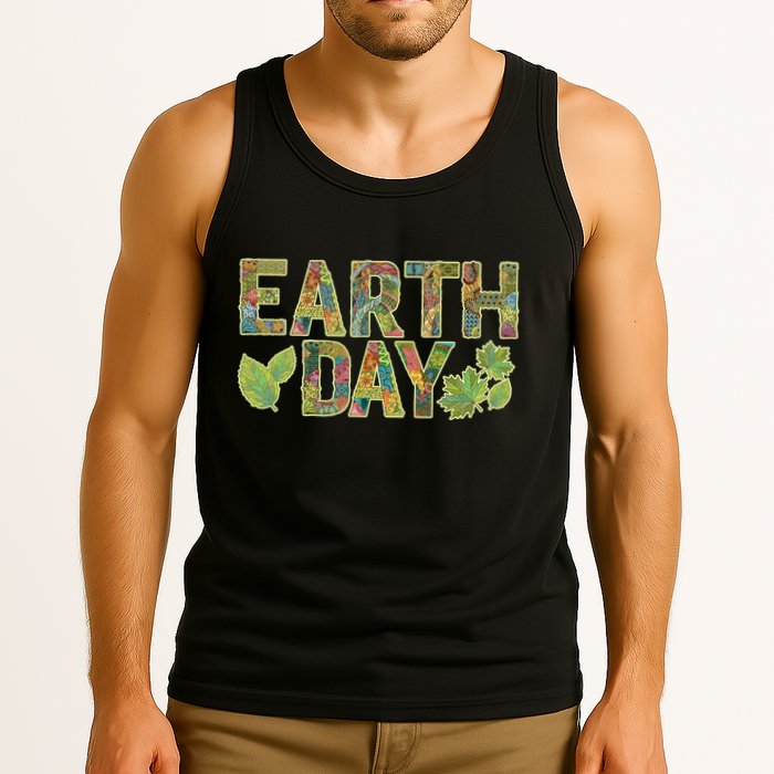 Decorative Pattern Letters Earth Day Tank Top