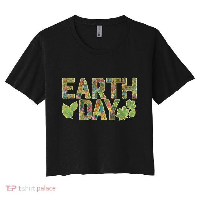 Decorative Pattern Letters Earth Day Crop Top