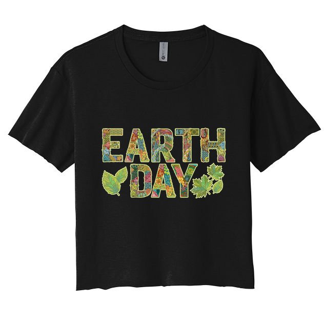 Decorative Pattern Letters Earth Day Crop Top
