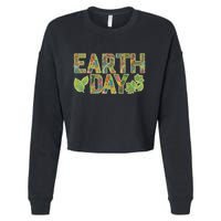 Decorative Pattern Letters Earth Day Cropped Pullover Crew