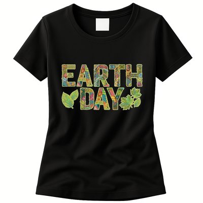 Decorative Pattern Letters Earth Day Womens T-Shirt