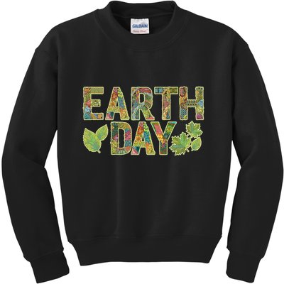 Decorative Pattern Letters Earth Day Kids Sweatshirt