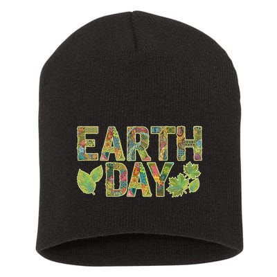 Decorative Pattern Letters Earth Day Short Acrylic Beanie
