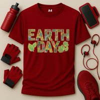 Decorative Pattern Letters Earth Day Performance Shirt