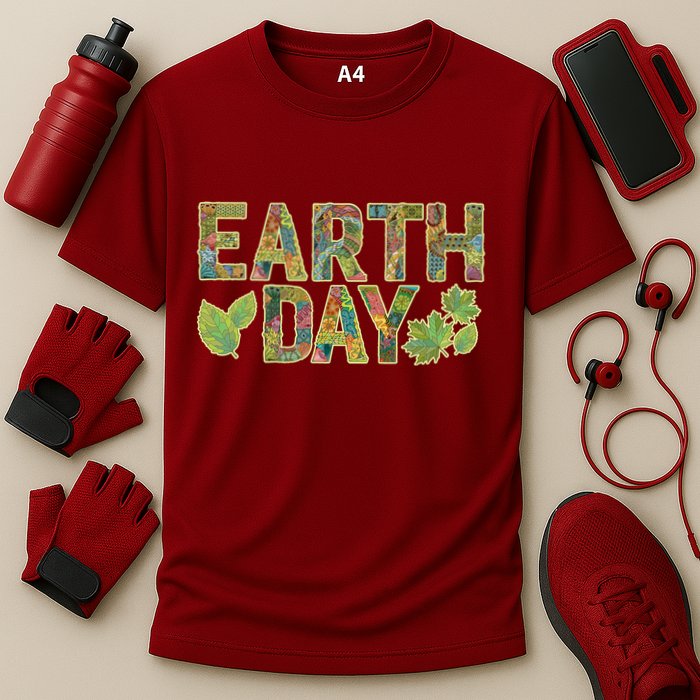 Decorative Pattern Letters Earth Day Performance Shirt