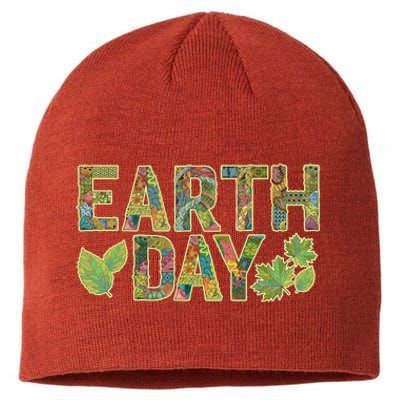 Decorative Pattern Letters Earth Day Sustainable Beanie