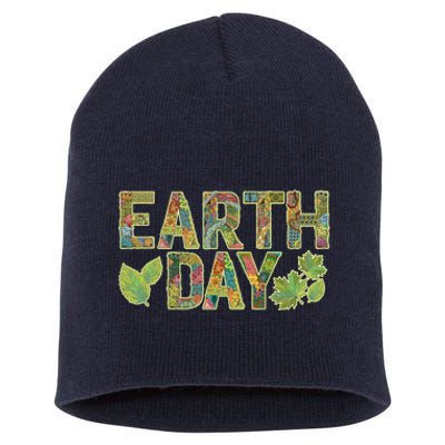 Decorative Pattern Letters Earth Day Short Acrylic Beanie