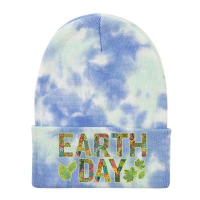 Decorative Pattern Letters Earth Day Tie Dye 12in Knit Beanie