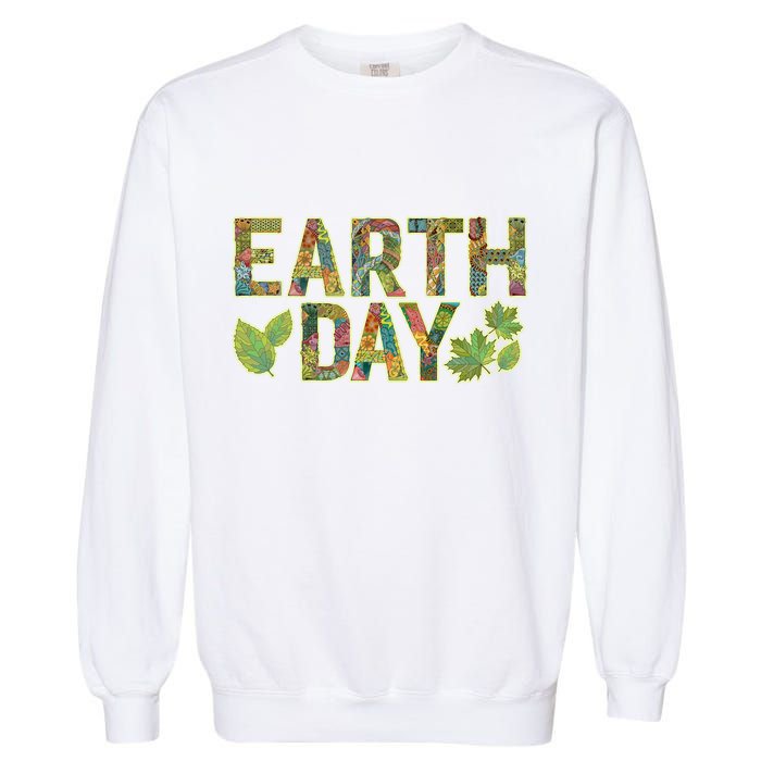 Decorative Pattern Letters Earth Day Garment-Dyed Sweatshirt