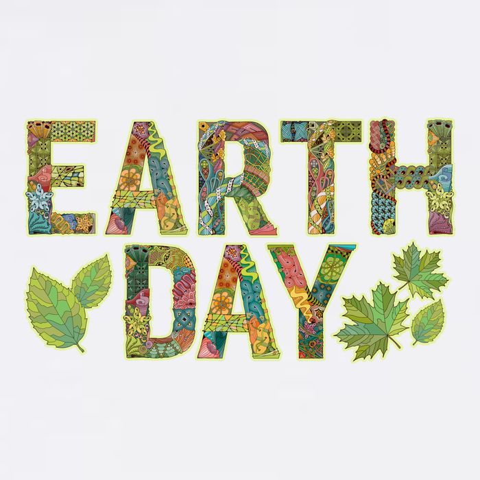 Decorative Pattern Letters Earth Day Garment-Dyed Sweatshirt