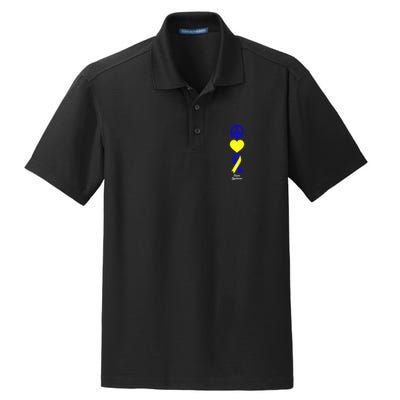 Down Syndrome Peace And Love Ribbon Dry Zone Grid Polo