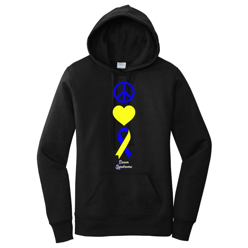 Down Syndrome Peace And Love Ribbon Women's Pullover Hoodie
