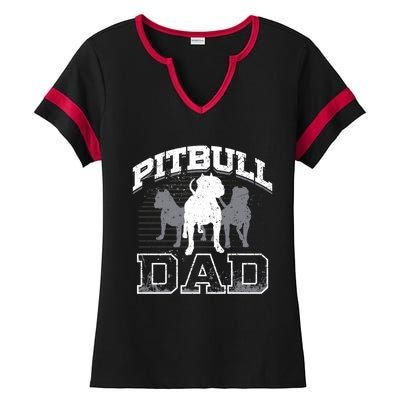 Dad Pitbull Lover Dog Owner Father Day Gift Meaningful Gift Ladies Halftime Notch Neck Tee