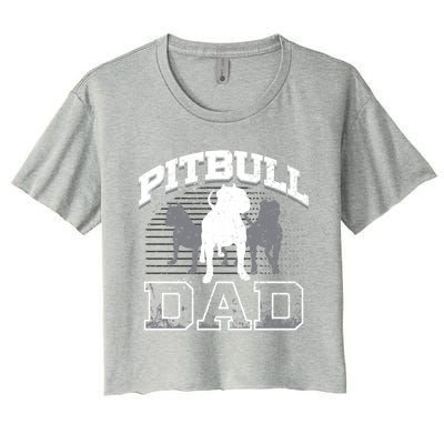 Dad Pitbull Lover Dog Owner Father Day Gift Meaningful Gift Women's Crop Top Tee