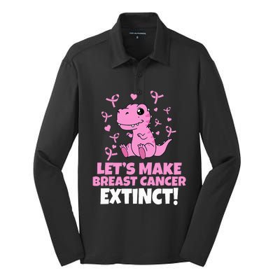 Dino Pink Let's Make Breast Cancer Extinct Silk Touch Performance Long Sleeve Polo