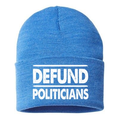 Defund Politicians Libertarian Gift Sustainable Knit Beanie