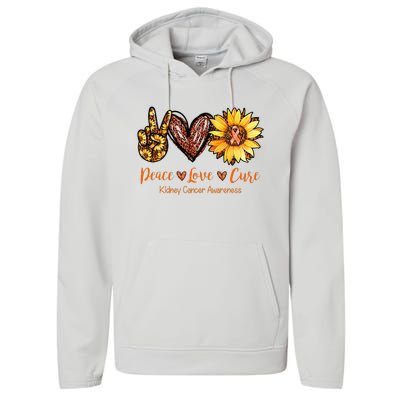 Daisy Peace Love Cure Kidney Cancer Awareness Gift Performance Fleece Hoodie