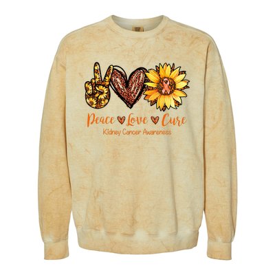 Daisy Peace Love Cure Kidney Cancer Awareness Gift Colorblast Crewneck Sweatshirt