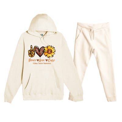 Daisy Peace Love Cure Kidney Cancer Awareness Gift Premium Hooded Sweatsuit Set