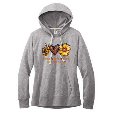 Daisy Peace Love Cure Kidney Cancer Awareness Gift Women's Fleece Hoodie