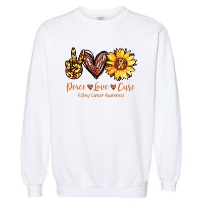 Daisy Peace Love Cure Kidney Cancer Awareness Gift Garment-Dyed Sweatshirt