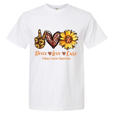 Daisy Peace Love Cure Kidney Cancer Awareness Gift Garment-Dyed Heavyweight T-Shirt