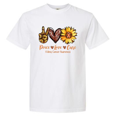 Daisy Peace Love Cure Kidney Cancer Awareness Gift Garment-Dyed Heavyweight T-Shirt