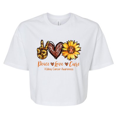 Daisy Peace Love Cure Kidney Cancer Awareness Gift Bella+Canvas Jersey Crop Tee