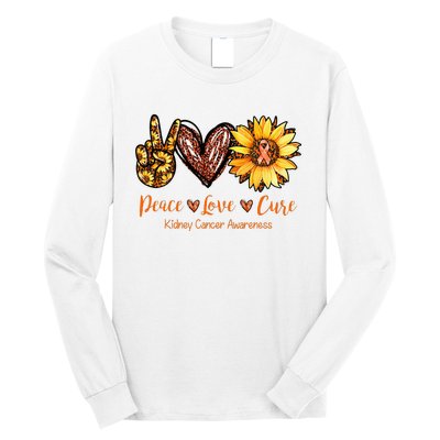 Daisy Peace Love Cure Kidney Cancer Awareness Gift Long Sleeve Shirt