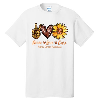 Daisy Peace Love Cure Kidney Cancer Awareness Gift Tall T-Shirt