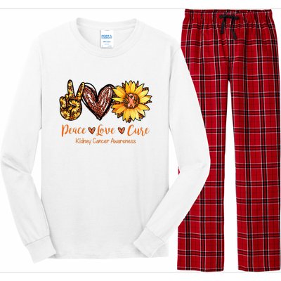 Daisy Peace Love Cure Kidney Cancer Awareness Gift Long Sleeve Pajama Set