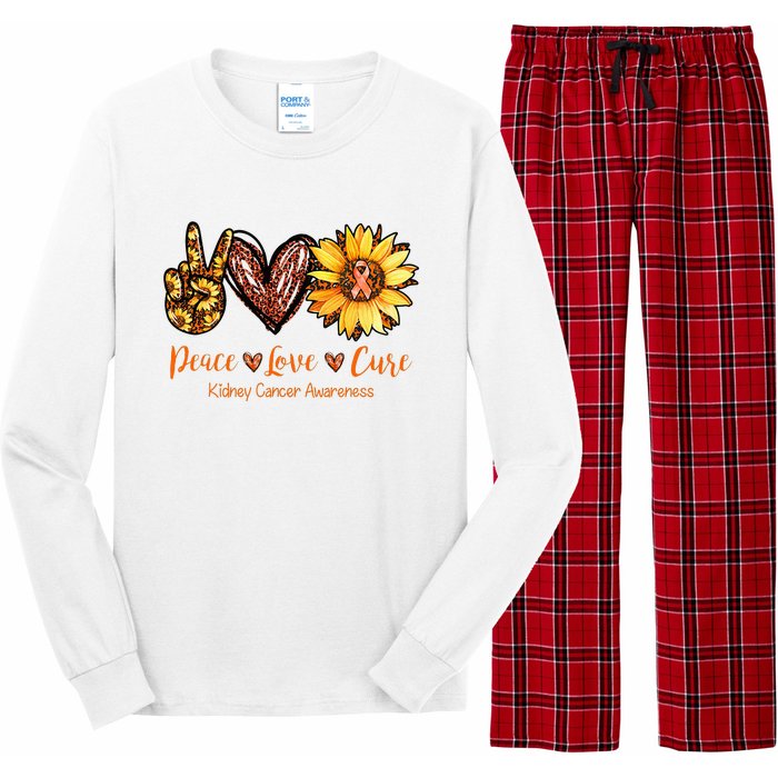 Daisy Peace Love Cure Kidney Cancer Awareness Gift Long Sleeve Pajama Set