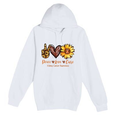 Daisy Peace Love Cure Kidney Cancer Awareness Gift Premium Pullover Hoodie