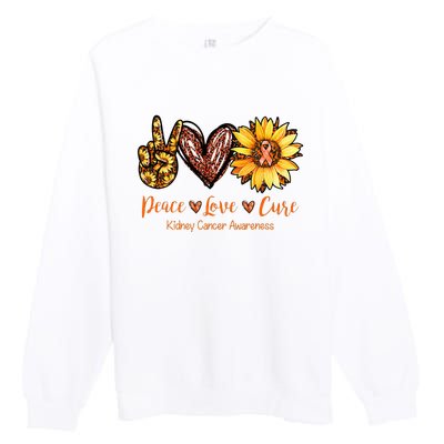 Daisy Peace Love Cure Kidney Cancer Awareness Gift Premium Crewneck Sweatshirt