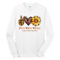 Daisy Peace Love Cure Kidney Cancer Awareness Gift Tall Long Sleeve T-Shirt