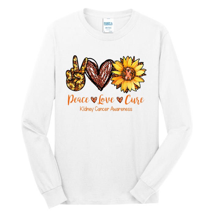 Daisy Peace Love Cure Kidney Cancer Awareness Gift Tall Long Sleeve T-Shirt