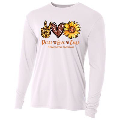 Daisy Peace Love Cure Kidney Cancer Awareness Gift Cooling Performance Long Sleeve Crew