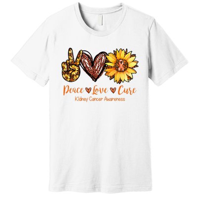 Daisy Peace Love Cure Kidney Cancer Awareness Gift Premium T-Shirt