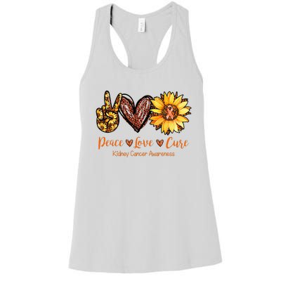 Daisy Peace Love Cure Kidney Cancer Awareness Gift Women's Racerback Tank