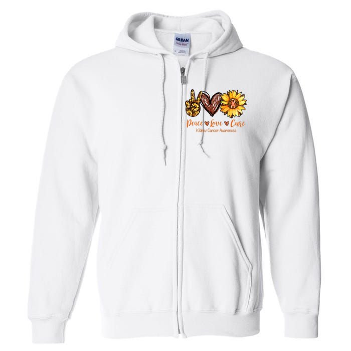 Daisy Peace Love Cure Kidney Cancer Awareness Gift Full Zip Hoodie