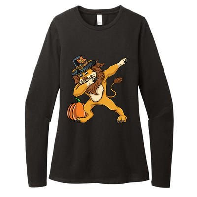 Dabbing Pilgrim Lion Thanksgiving Gift Womens CVC Long Sleeve Shirt