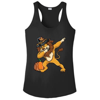 Dabbing Pilgrim Lion Thanksgiving Gift Ladies PosiCharge Competitor Racerback Tank